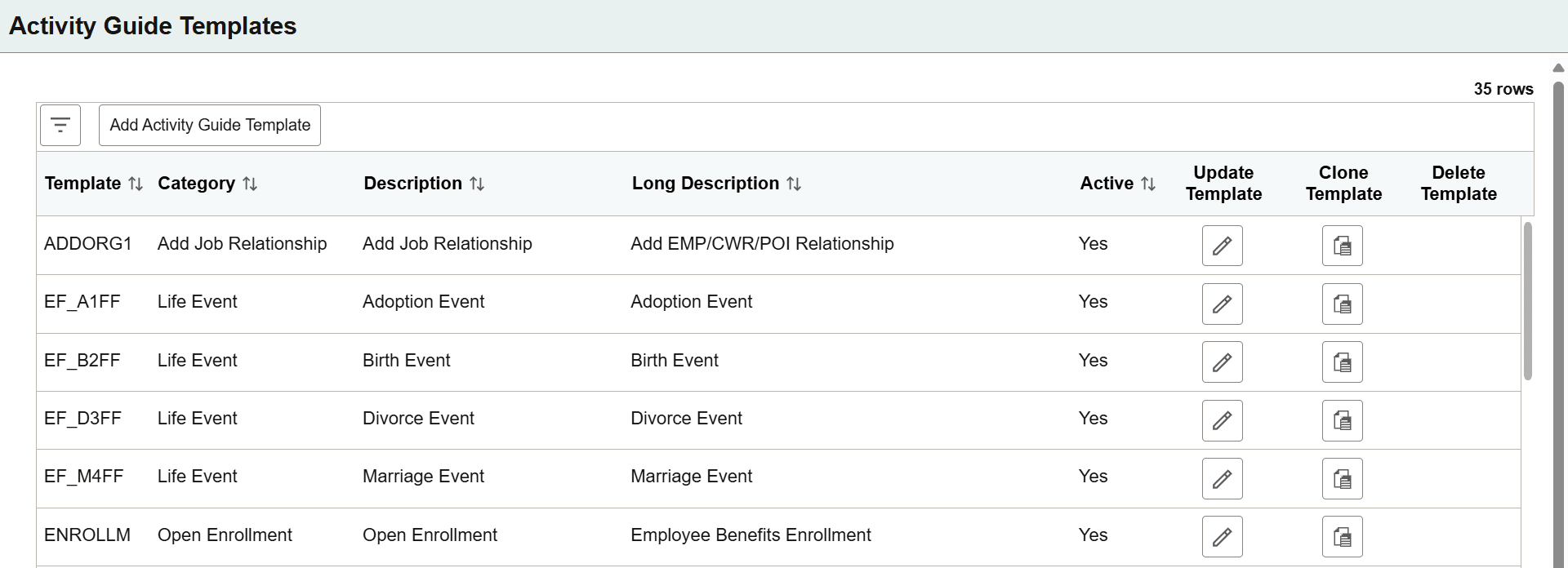 Activity Guide Templates page