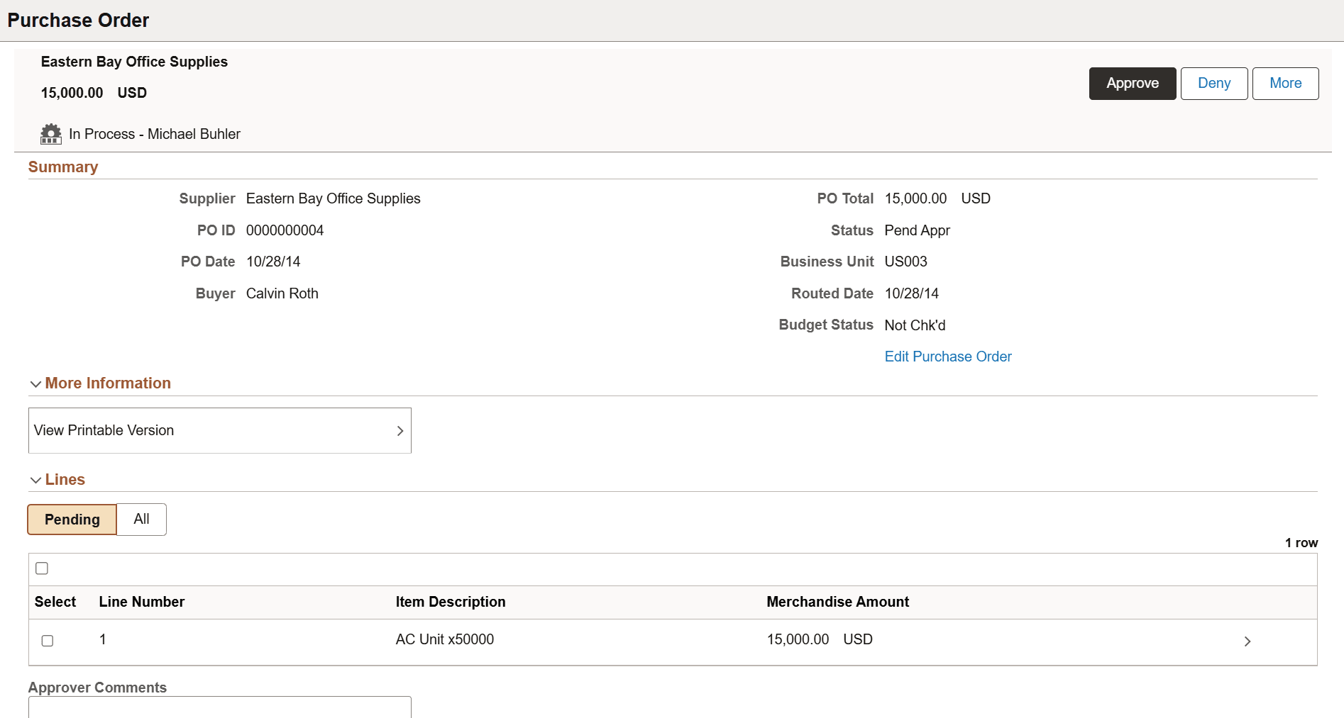 <>Administer Approvals - <Transaction Details> page