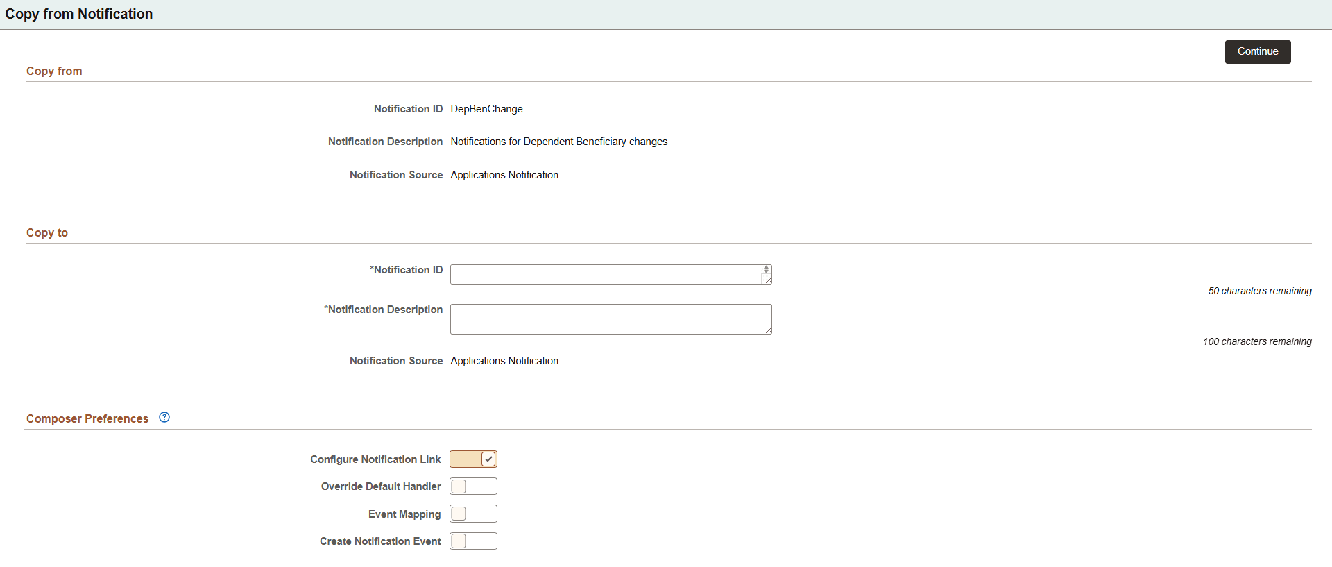 Copy from Notification page