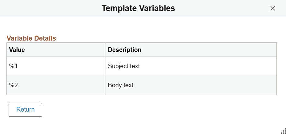 Template Variables page