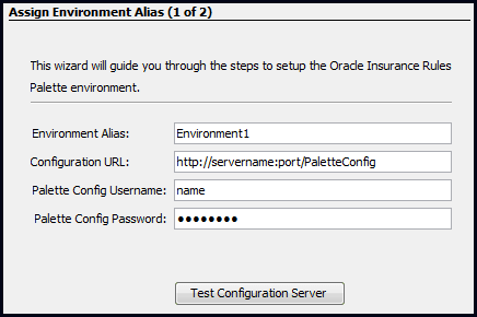 Step One of Environment Creation Wizard