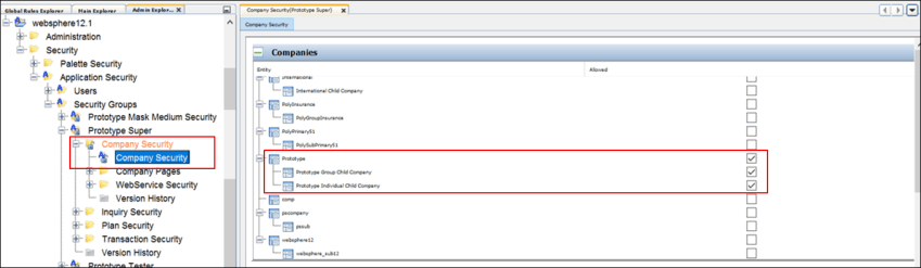 Company Security in Admin Explorer