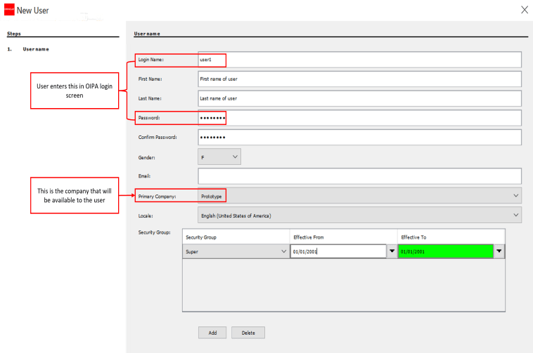 User file with login information highlighted