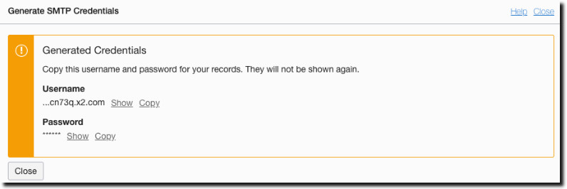 SMTPメール・サーバー・ユーザーのユーザー名およびパスワード