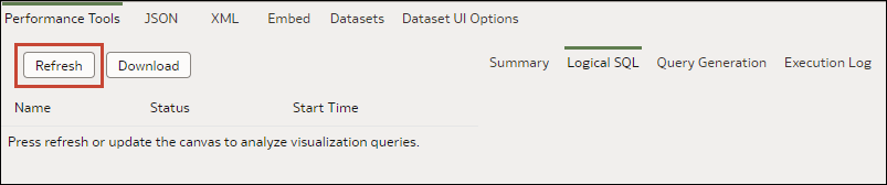 「開発者」ダイアログの「リフレッシュ」ボタン
