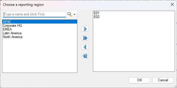 事前定義済選択リストを含むメンバー選択
