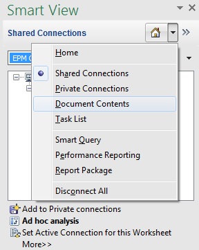 「ドキュメント・コンテンツ」オプションが選択されている「ホーム」ボタンのドロップダウン・メニュー。 「ドキュメント・コンテンツ」オプションが選択されている「ホーム」ボタンのドロップダウン・メニュー。