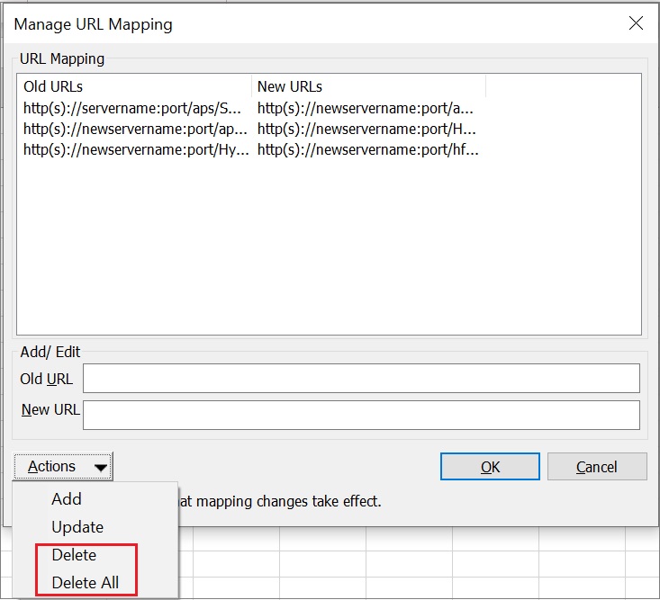 選択された「削除」ボタン。