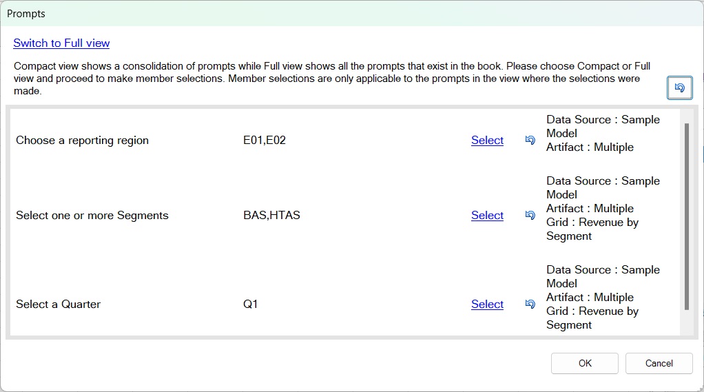 コンパクト・モードの「プロンプト」ダイアログ コンパクト・モードの「プロンプト」ダイアログ