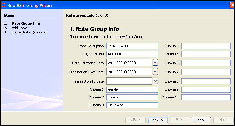 Step 1 of select rate upload wizard
