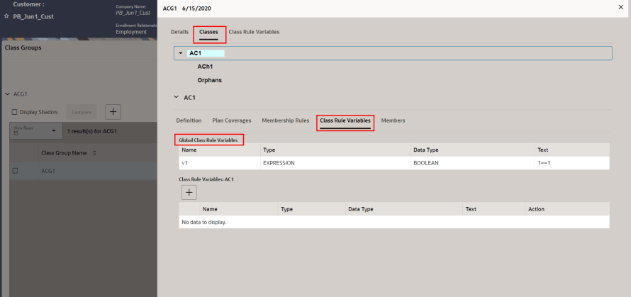 class rule variables