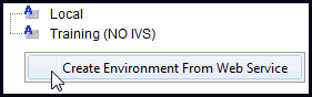 Right-click Option to Create Environment
