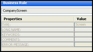 General Pane of CompanyScreen business rule