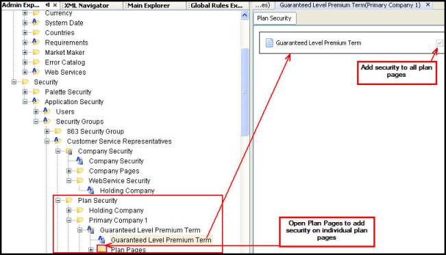 plan security in Admin Explorer