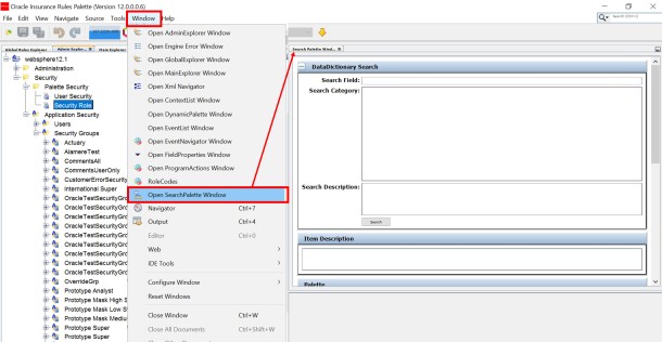 Open Search Palette Windown option from Tool Bar
