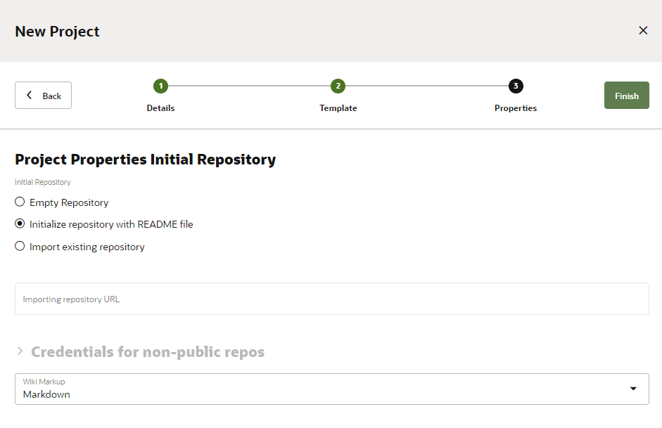 この画像は、Oracle Visual Builder Studioのプロジェクト・プロパティ・ページです。