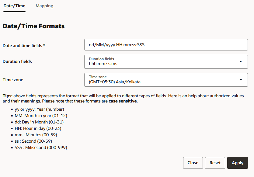 Date/time settings