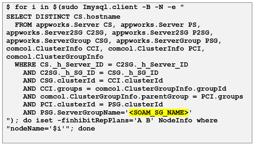 SOAM server group name SOAM server group name