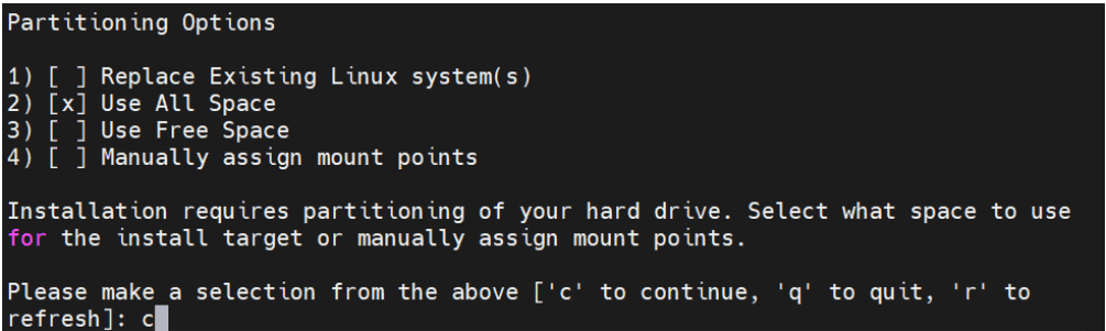 Partitioning Options Partitioning Options