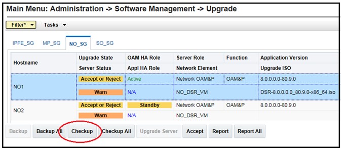 Active NOAM VIP Upgrade State
