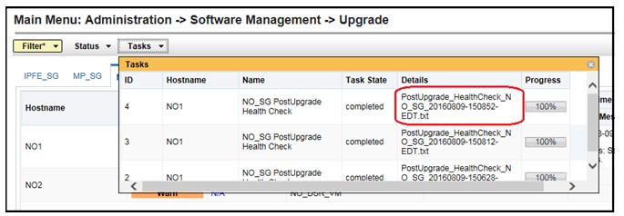Active NOAM VIP Health Check Progress