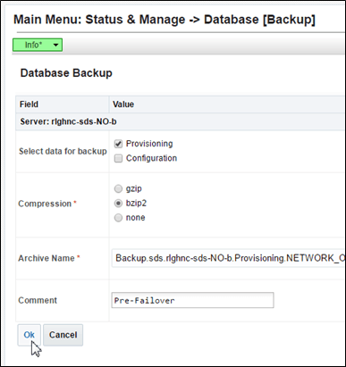 Database [Backup] - SDS Systems Only