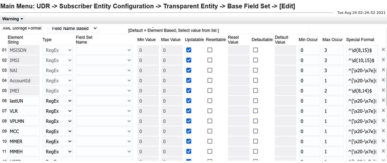 SprProfileBFS field screen