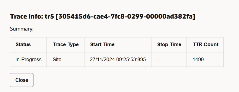 Trace summary Trace summary