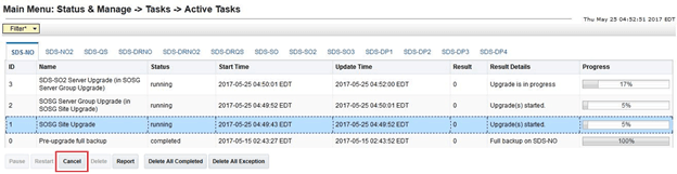 Site Upgrade Active Tasks