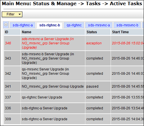 Server Group Upgrade