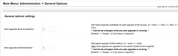 Auto Site Upgrade General Options