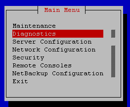 Diagnostics on Main Menu