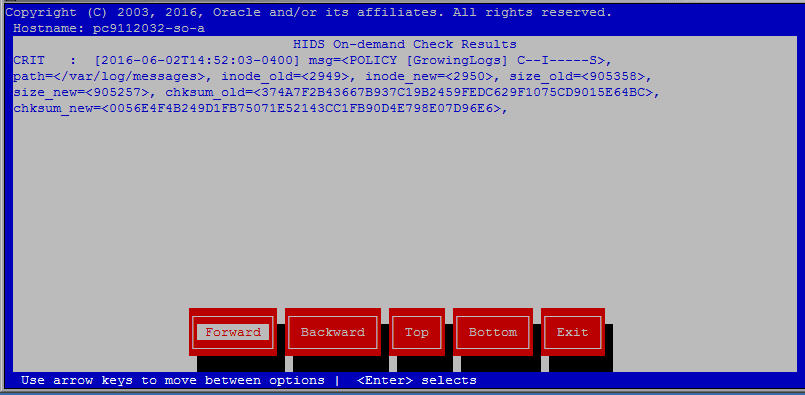 HIDS On-Demand Check Results