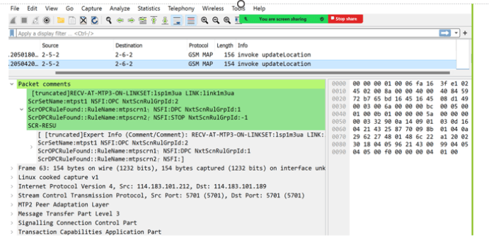 MTP3 Screened Message