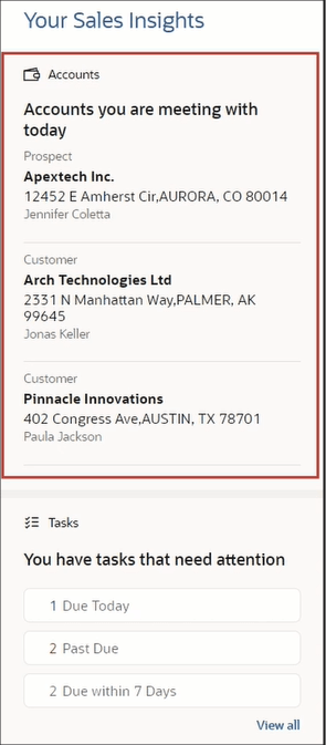 日々の営業アクティビティに集中できる貴重なインサイトを示すスクリーンショット