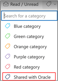 Oracleと共有カテゴリの選択例