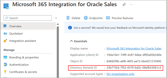 テナントIDがある場所を示すイメージの例