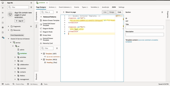 新しいセクションへのコンテンツの追加。