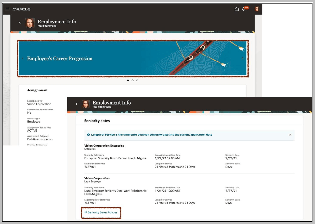 「雇用情報」ページで有効化されているガイド付きジャーニ