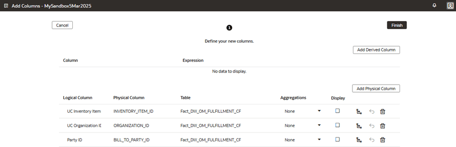 「論理列」に一意名を入力 「論理列」に一意名を入力