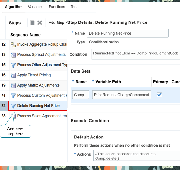 実行中の正価を削除するステップ