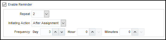 ワークフロー・タスクのリマインダを設定するための 「通知」サブタブのセクション