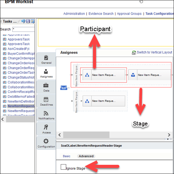 ステージを含める方法を示す画面