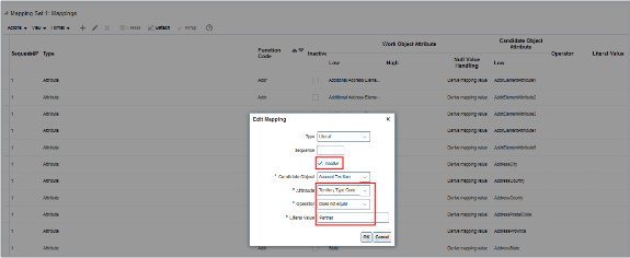 テリトリ・タイプ・コードを編集できる マッピングの編集ページを示すスクリーンショット