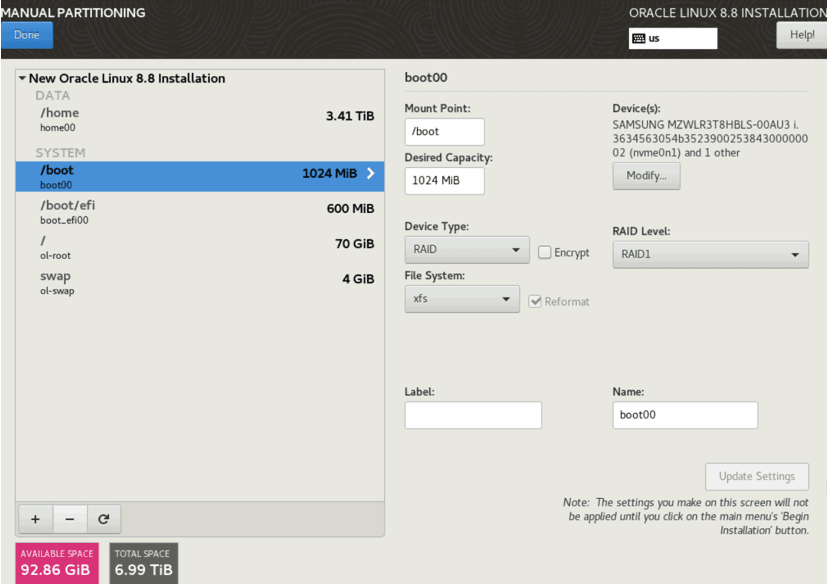 Manual partitioning Manual partitioning