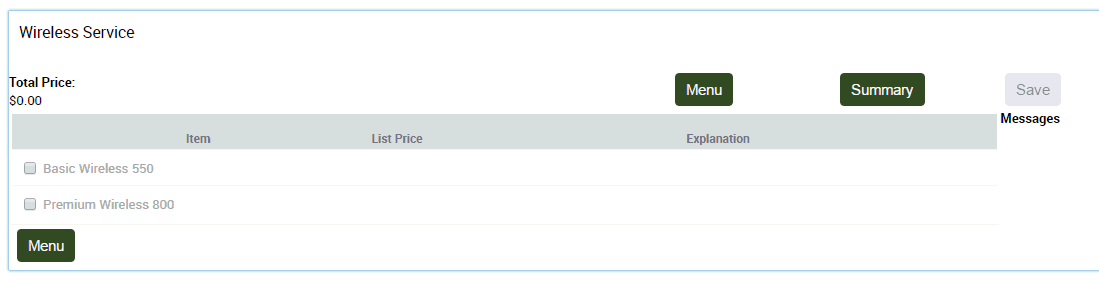 This figure displays the menu-based interface listing the Options group. This is described in the surrounding text.