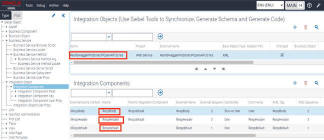 The surrounding text describes the response integration object and its child integration components listed in the Integration Components pane.