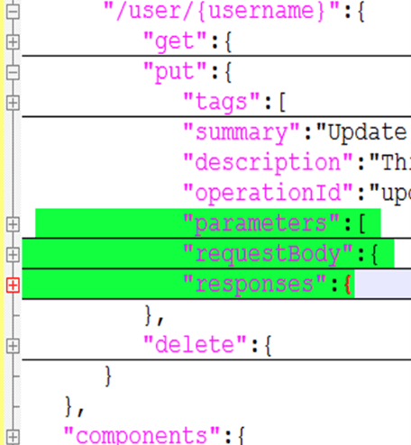 This figure shows a file with 3.0 JSON specification.