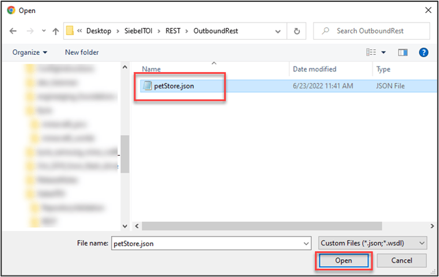 This image shows the selected file and Open button.
