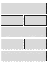 Generic Layout of the ViewSMESegmentDetail Template. In this image, there is an applet that spans the width of the view followed by two applets that each span half of the view. These applets are followed by an applet that spans the width of the view. Two applets that both span half of the width of the view follow. At the end of the view, there is an applet that spans the width of the view.